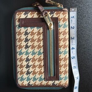 Spartina 449 Houndstooth Key Holder - Brown and Teal Wallet